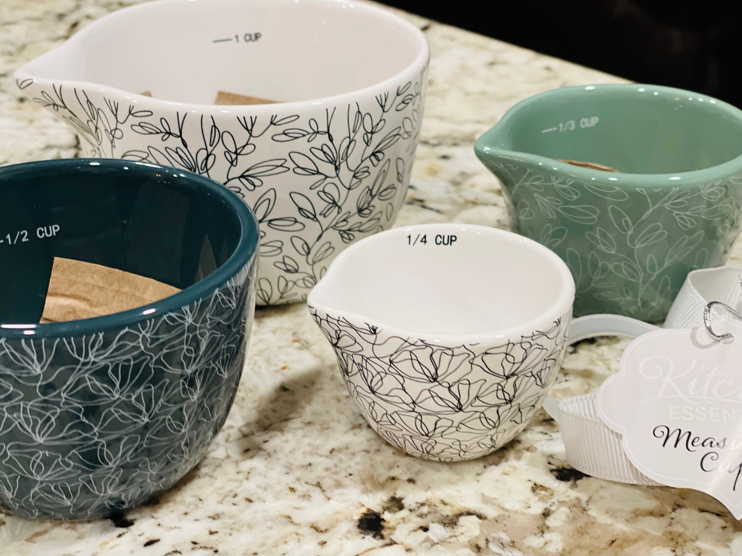New ceramic fall floral print measuring cup set home decor