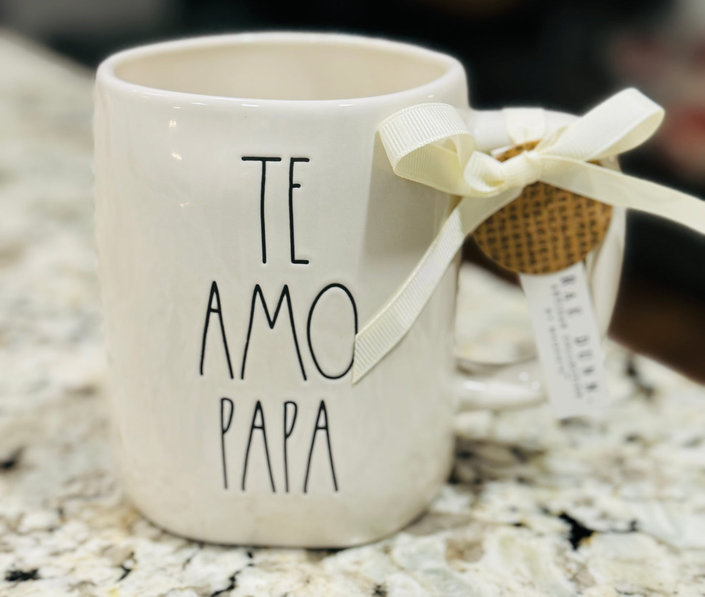 New Rae Dunn beige ceramic TE AMO PAPA coffee mug