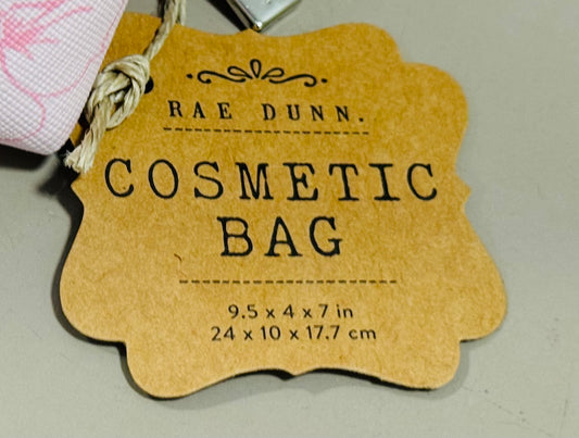 New Rae Dunn pink floral COSMETICS travel storage bag