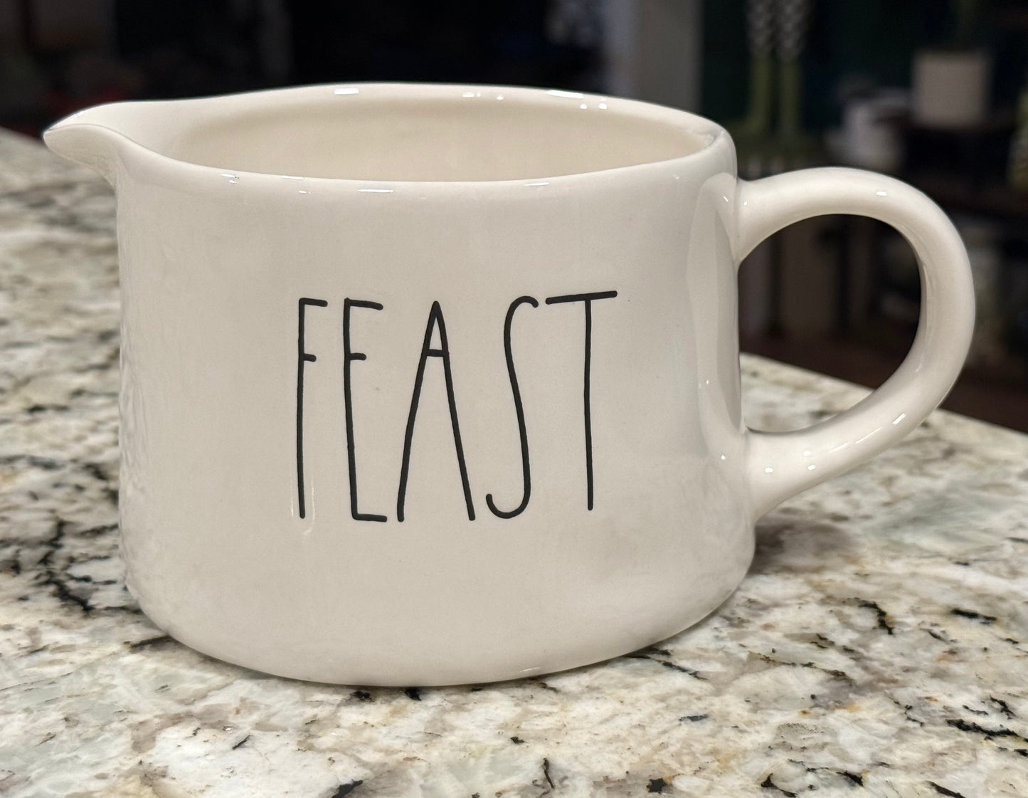 New Rae Dunn white ceramic FEAST gravy boat