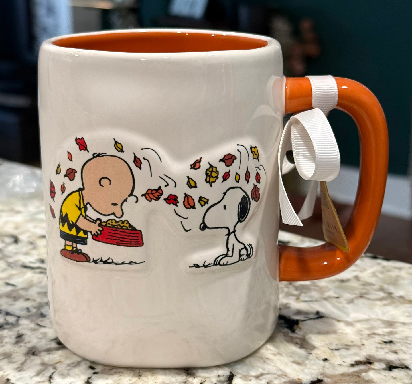 New Rae Dunn x Peanuts Snoopy ceramic Fall coffee mug THANKFUL