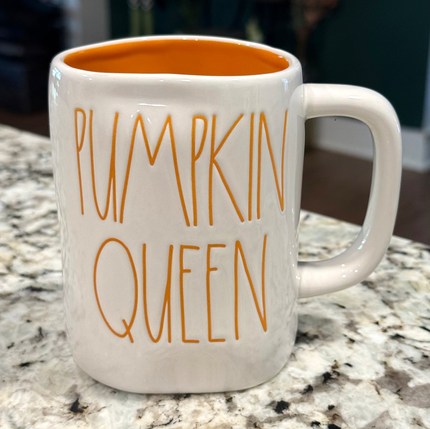 New Rae Dunn white ceramic coffee mug PUMPKIN QUEEN