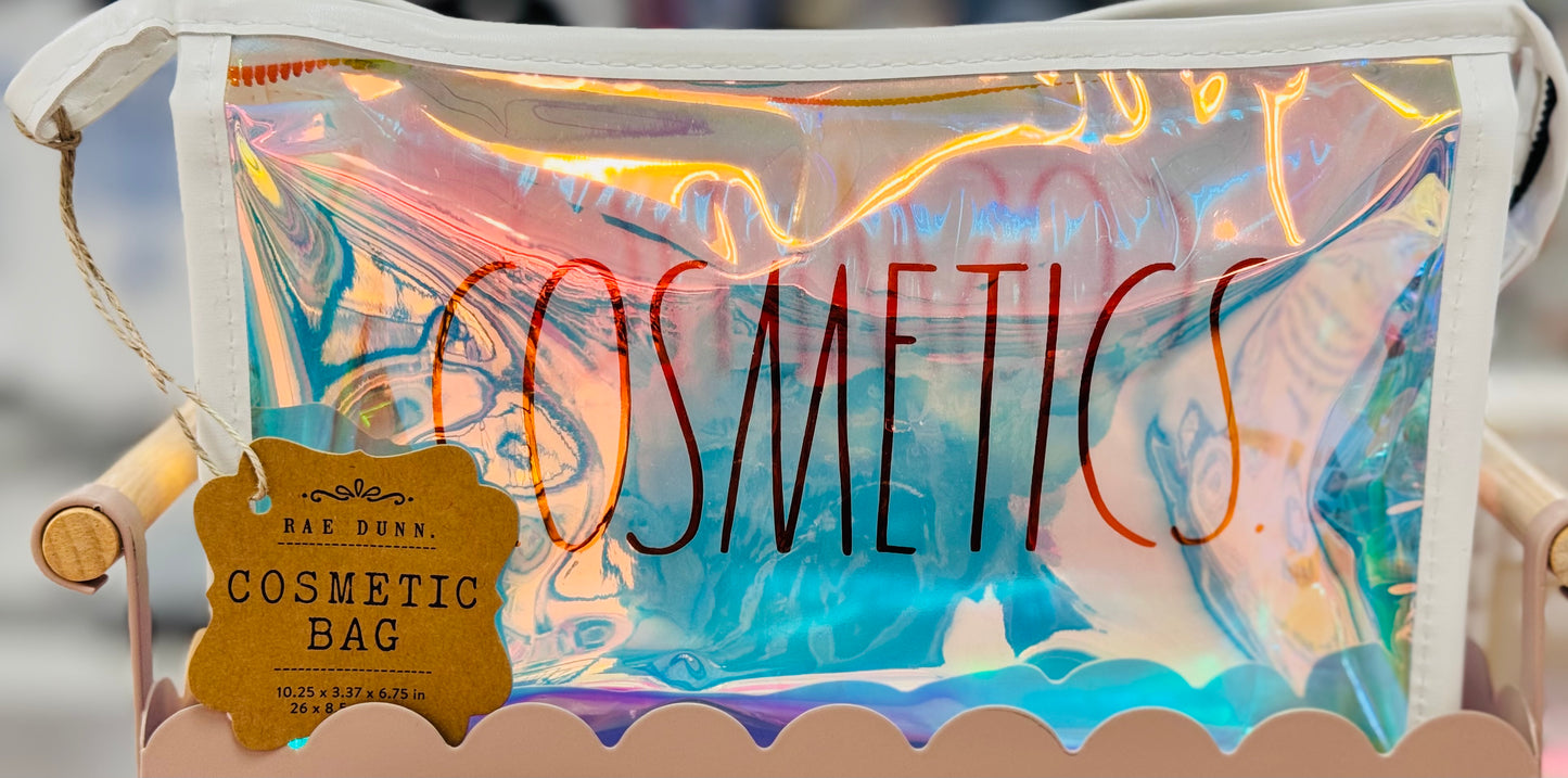 New Rae Dunn iridescent COSMETICS make up toiletries bag