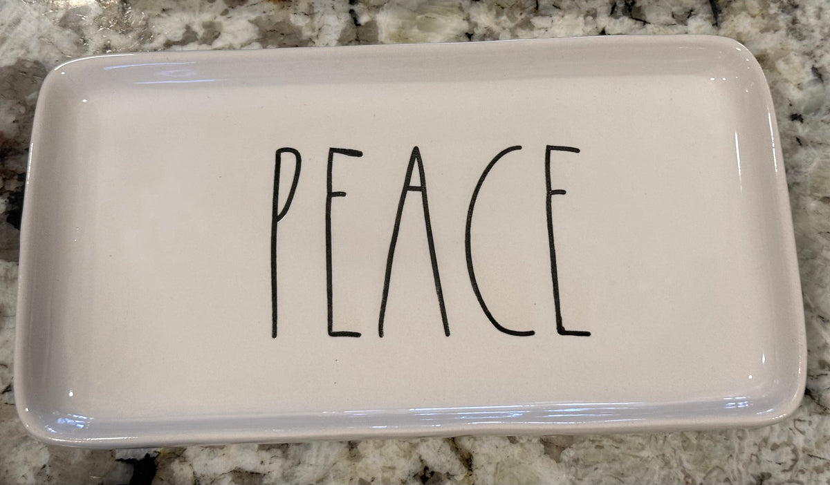 Rae Dunn white ceramic 10x5 tray PEACE