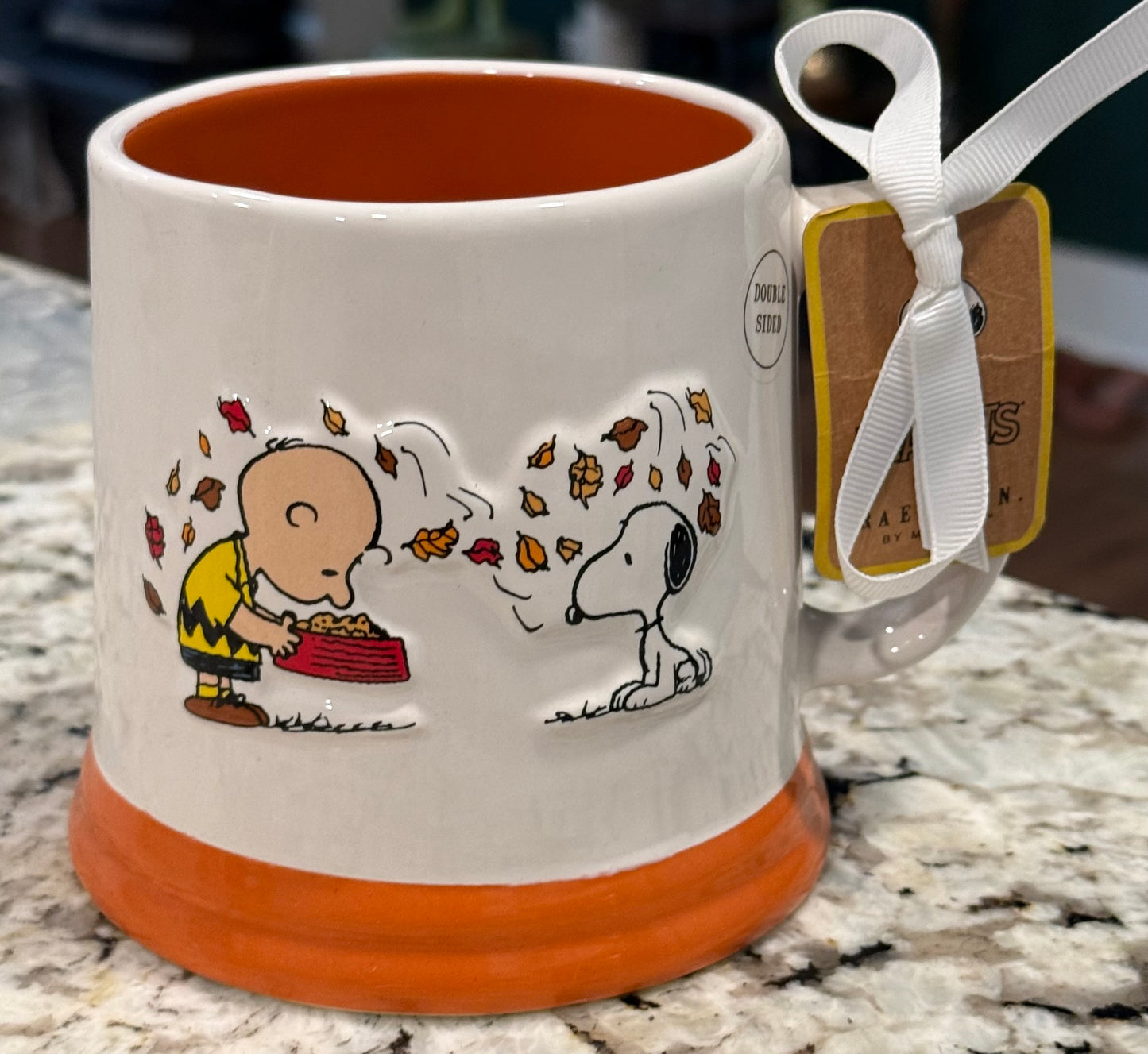New Rae Dunn x Peanuts Snoopy ceramic Fall coffee mug THANKFUL