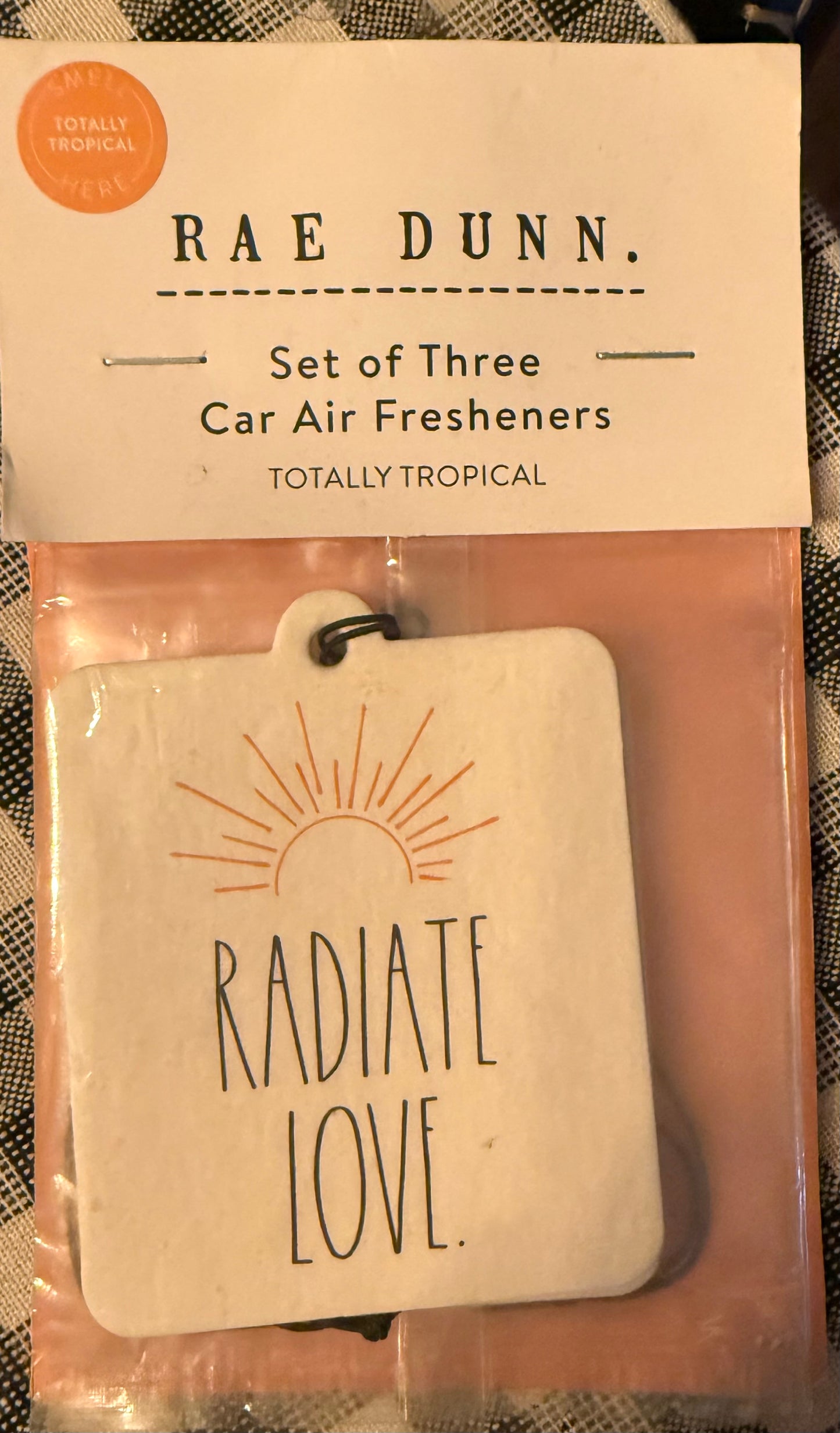 New Rae Dunn 3-pack car refreshner pack RADIATE LOVE -totally tropical