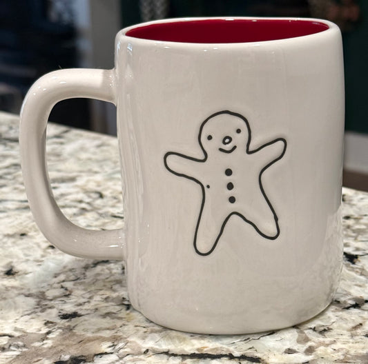 New Rae Dunn white ceramic Christmas decor coffee mug DUNK IT! Gingerbread on back