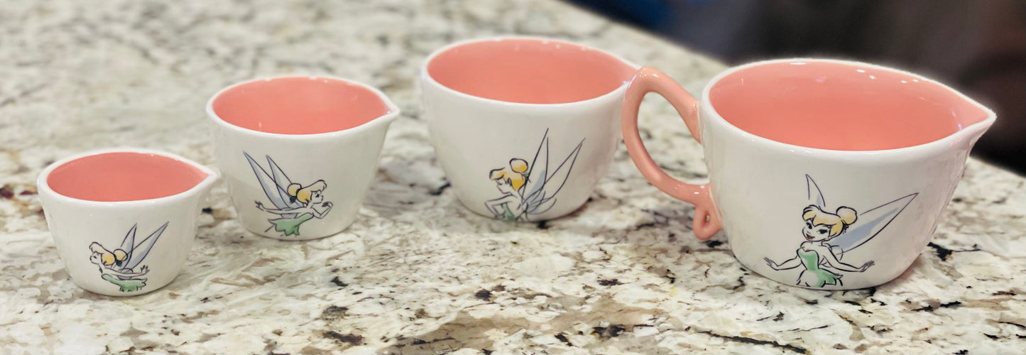 New Rae Dunn x Peter Pan white ceramic Disney Tinker Bell measuring cup set