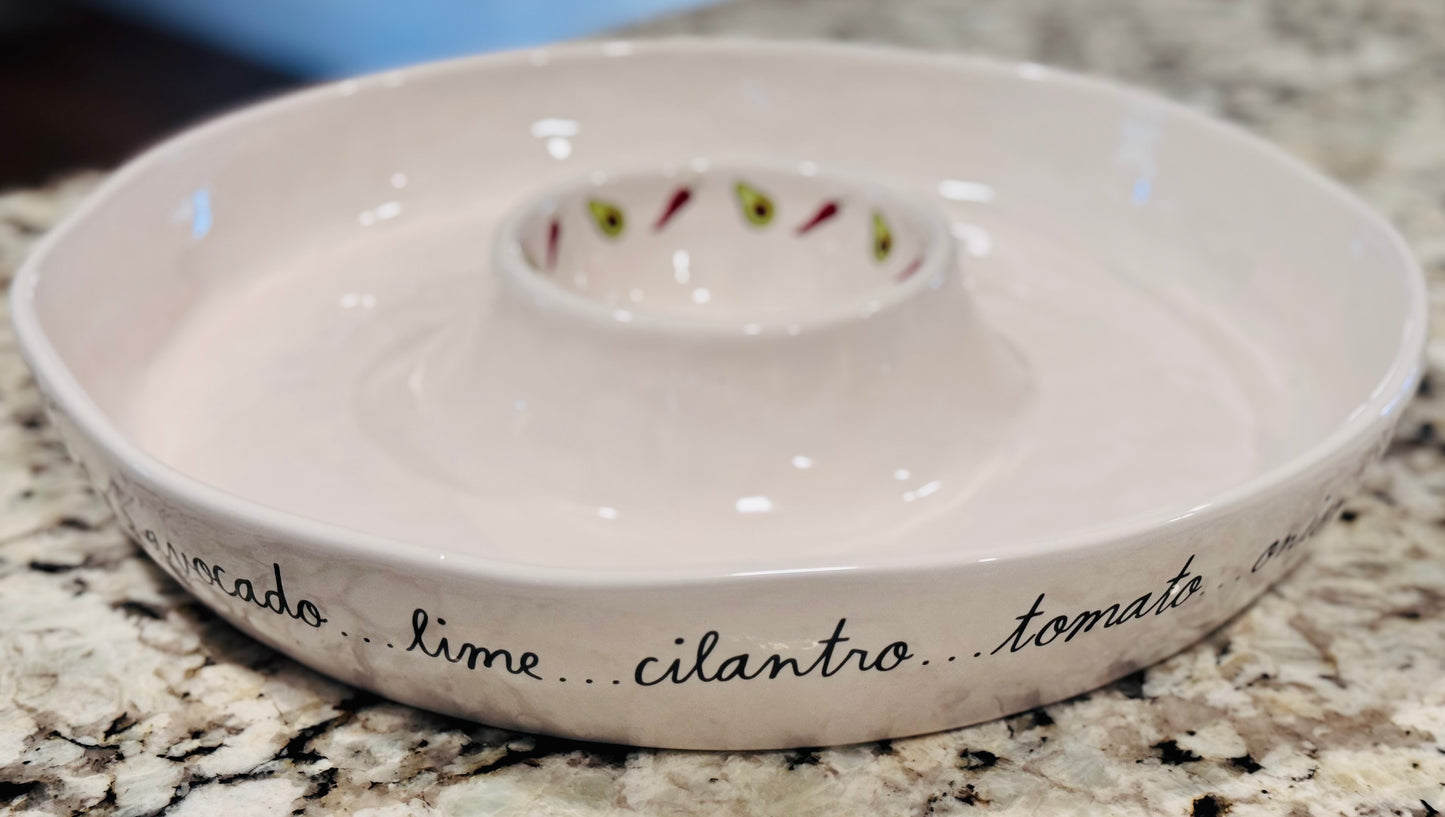 New release Rae Dunn 11” ceramic script “taco nite” dip platter tray