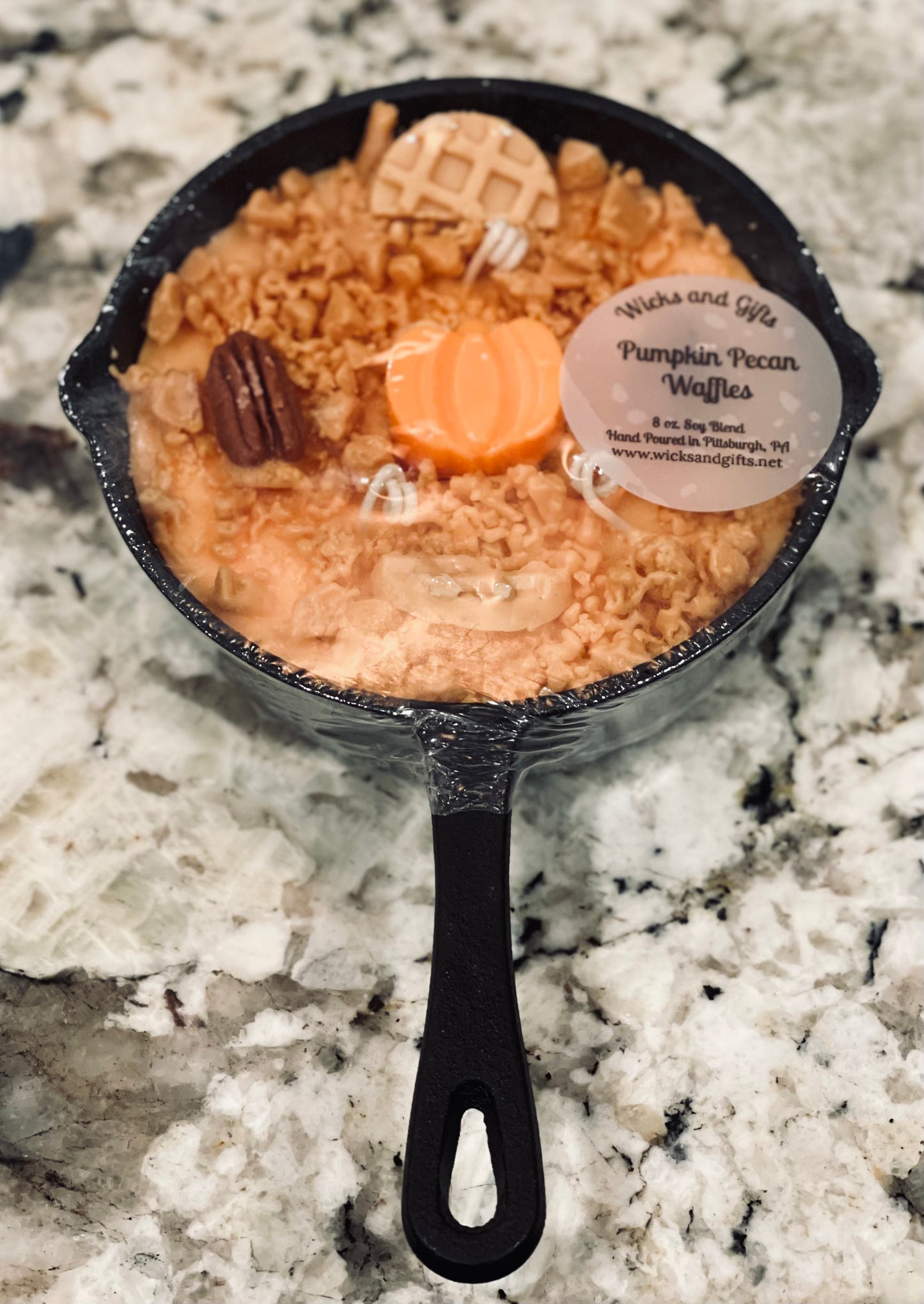 New Soy Wax blend 8oz fall skillet candle decor Cobbler line-PUMPKIN PECAN WAFFLES