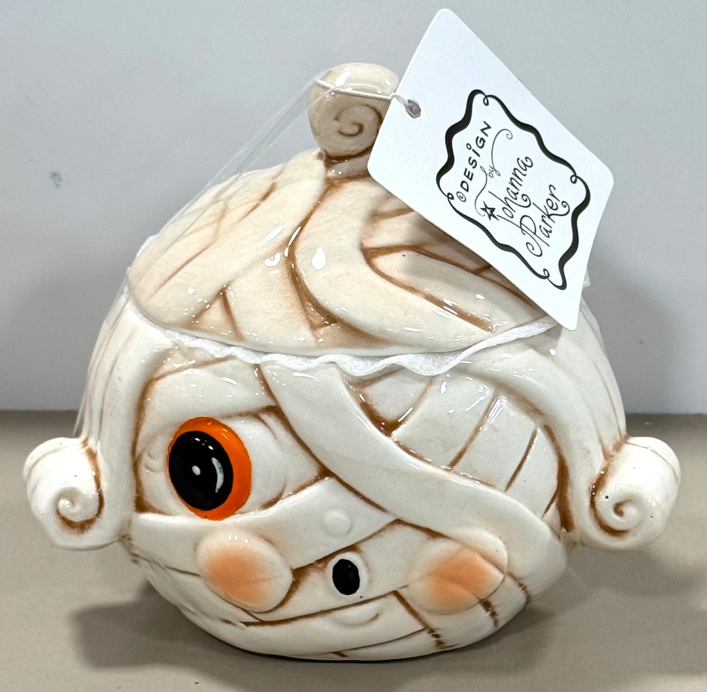 New Joanna Parker ceramic mummy dish girl Halloween decor