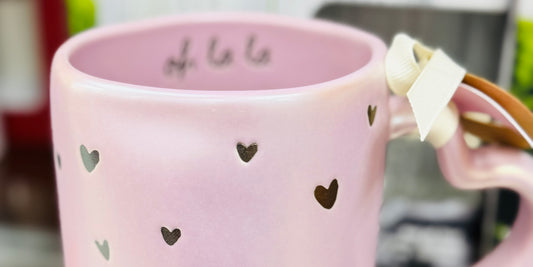 New Purple Heart π ceramic coffee mug OH LA LA