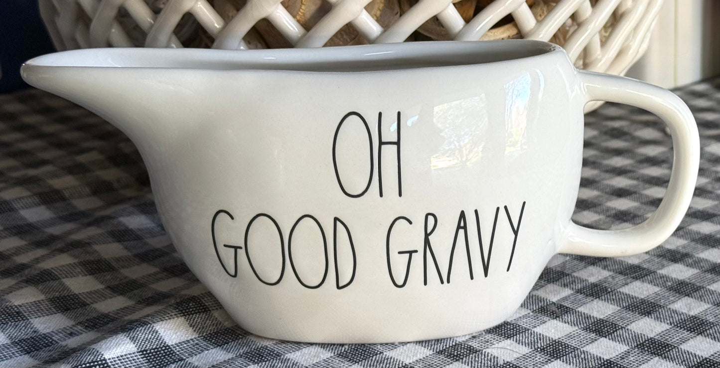 New Rae Dunn white ceramic gravy boat OH GOOD GRAVY
