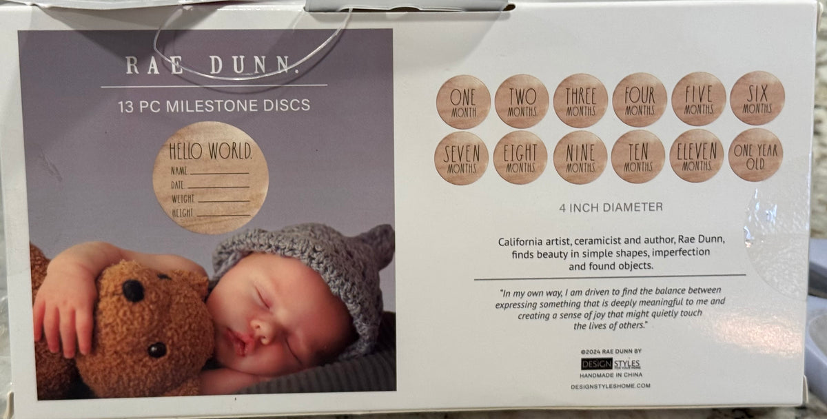 New Rae Dunn monthly milestone baby milestone disc set