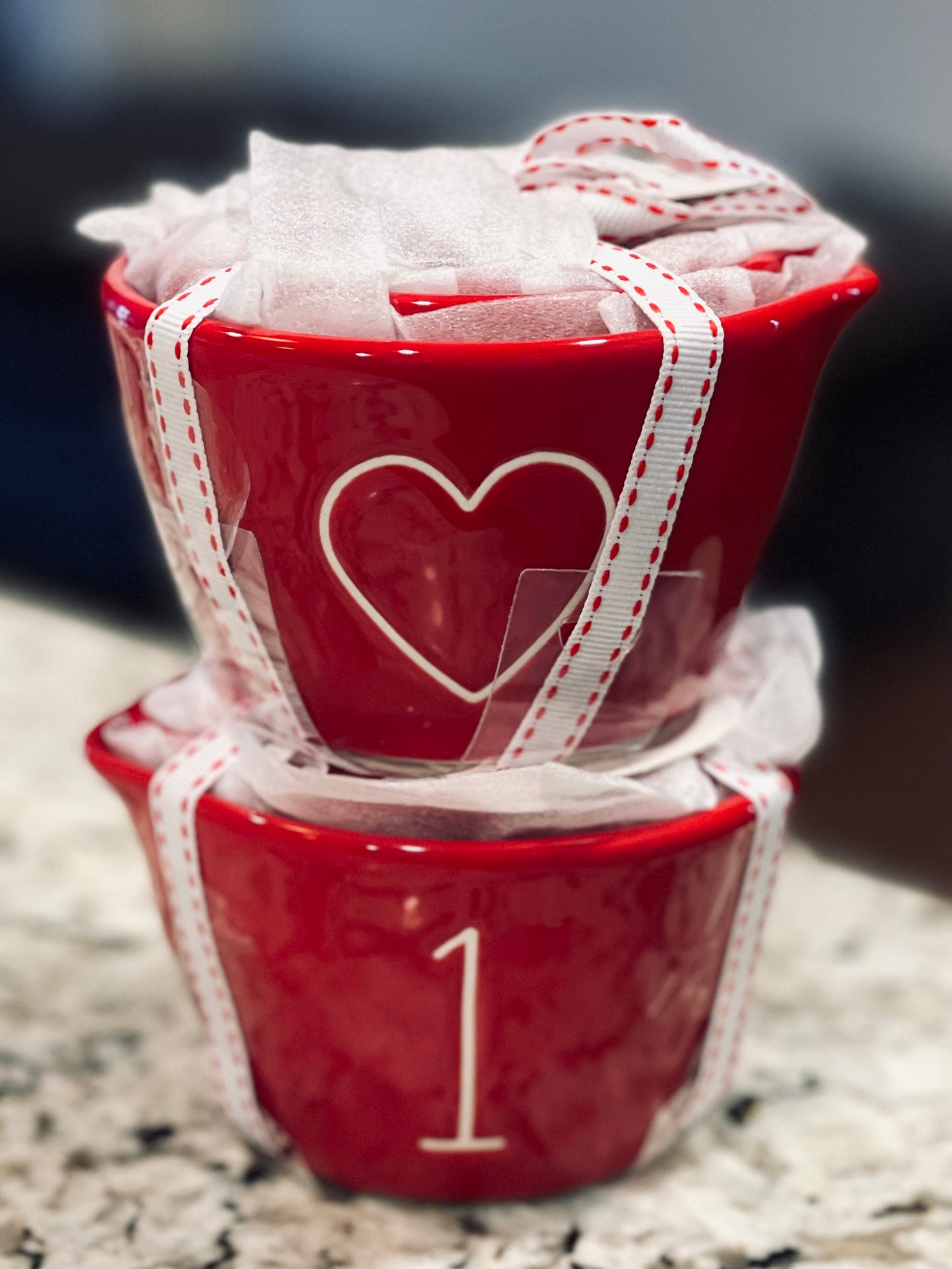 New Rae Dunn red ceramic heart ❤️ measuring cup set