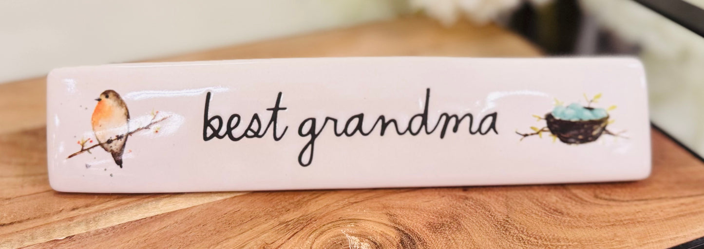 New Rae Dunn ceramic decor gift block BEST GRANDMA