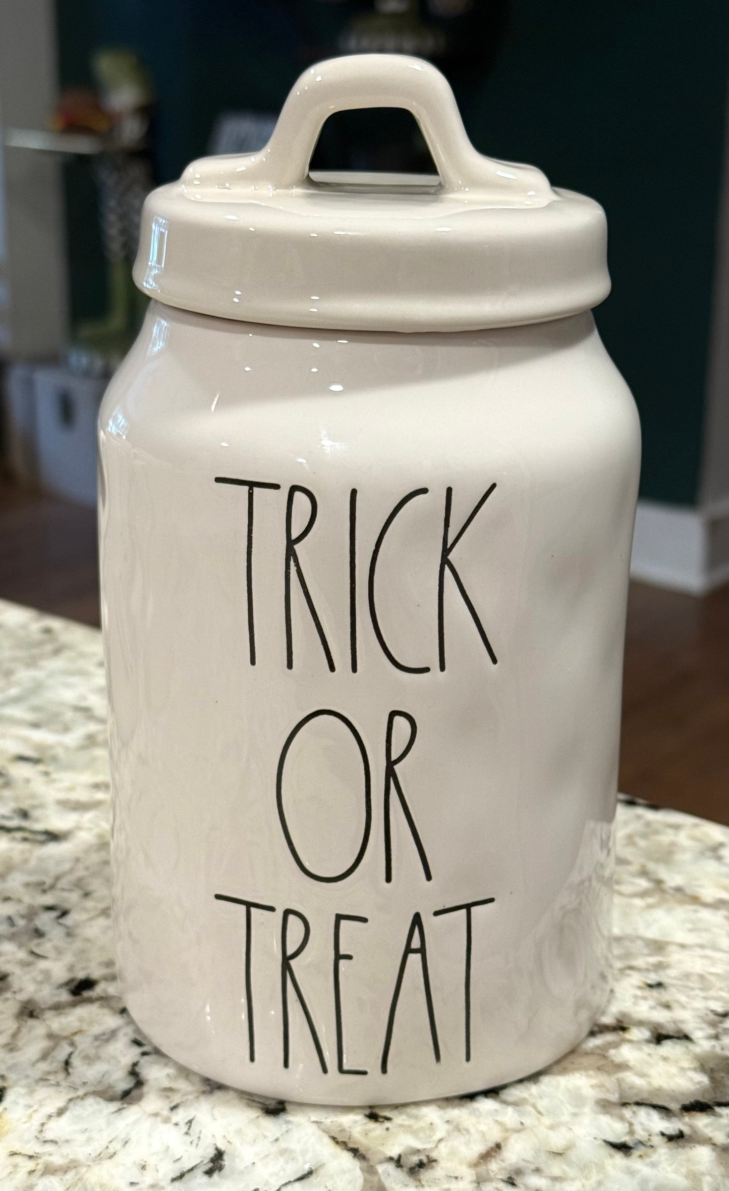 New Rae Dunn white ceramic 8” Halloween canister TRICK OR TREAT
