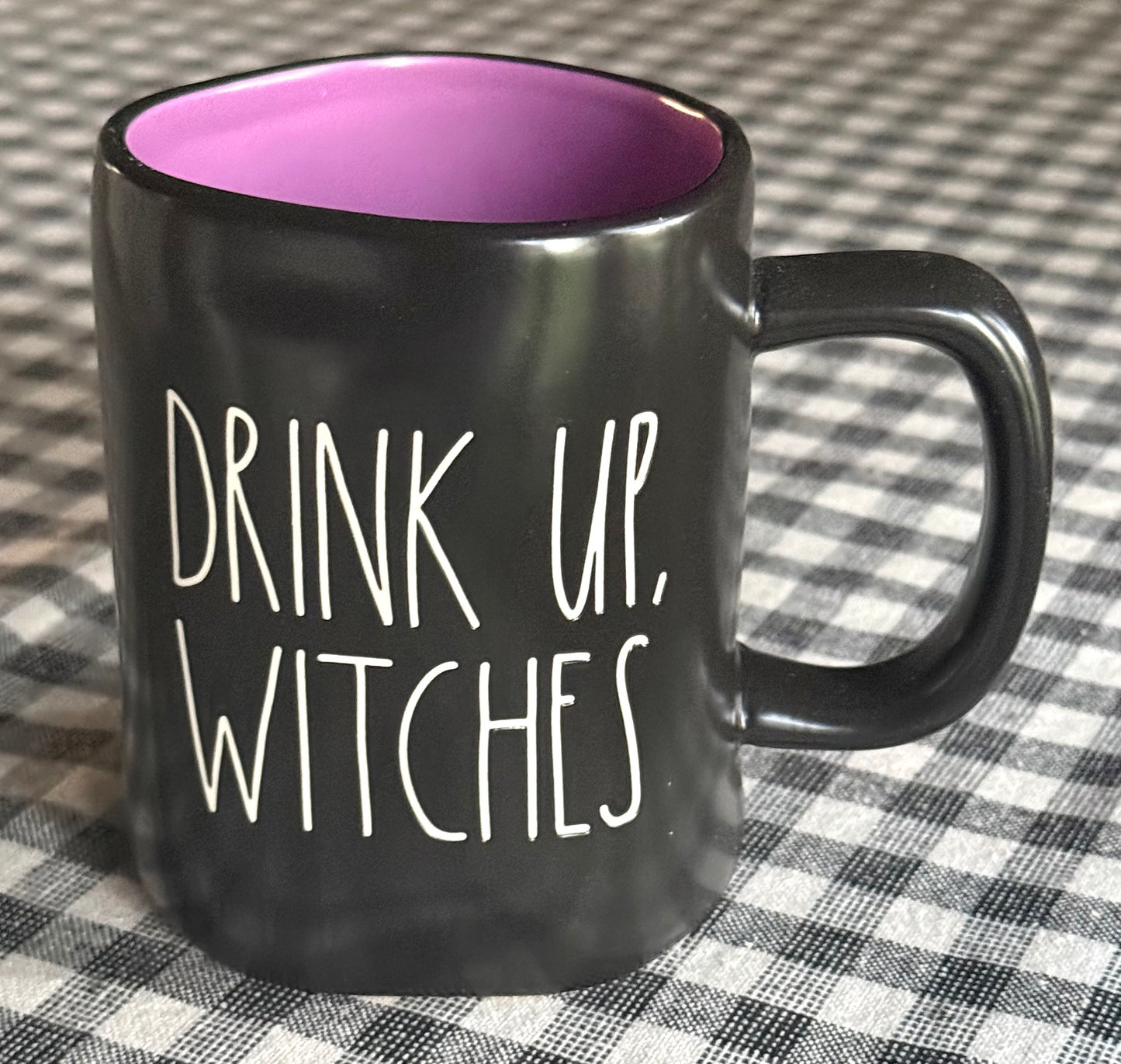 New Rae Dunn black Halloween theme ceramic coffee mug DRINK UP WITCHES