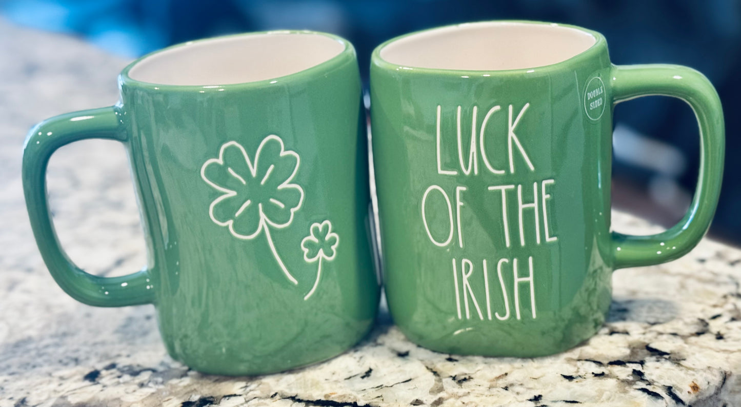 New Rae Dunn green ceramic coffee mug St. Patrick’s Day decor LUCK OF THE IRISH