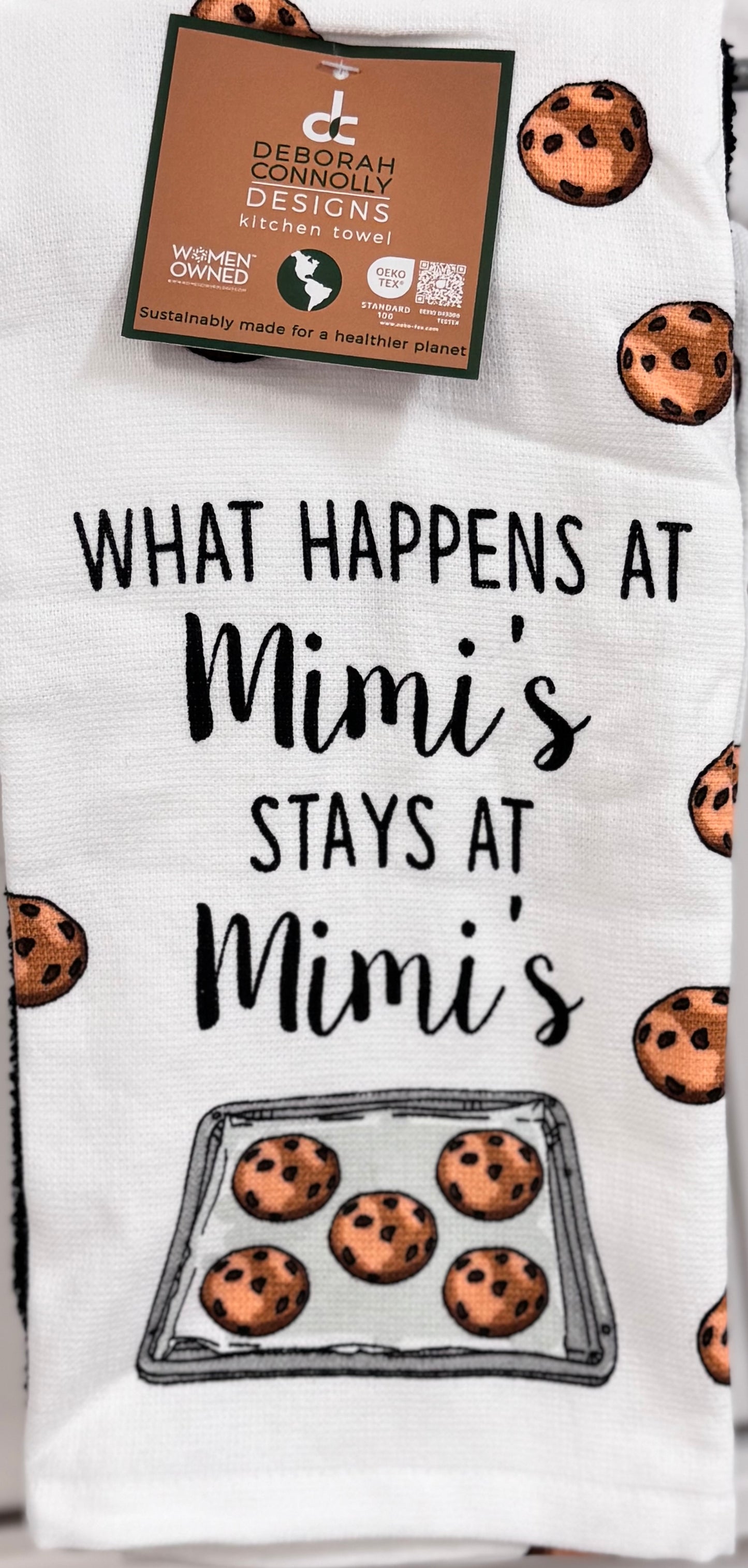 New 3-piece kitchen Cookie dish towel set WHAT HAPPENS AT MIMI’S STAYS AT MIMI’S