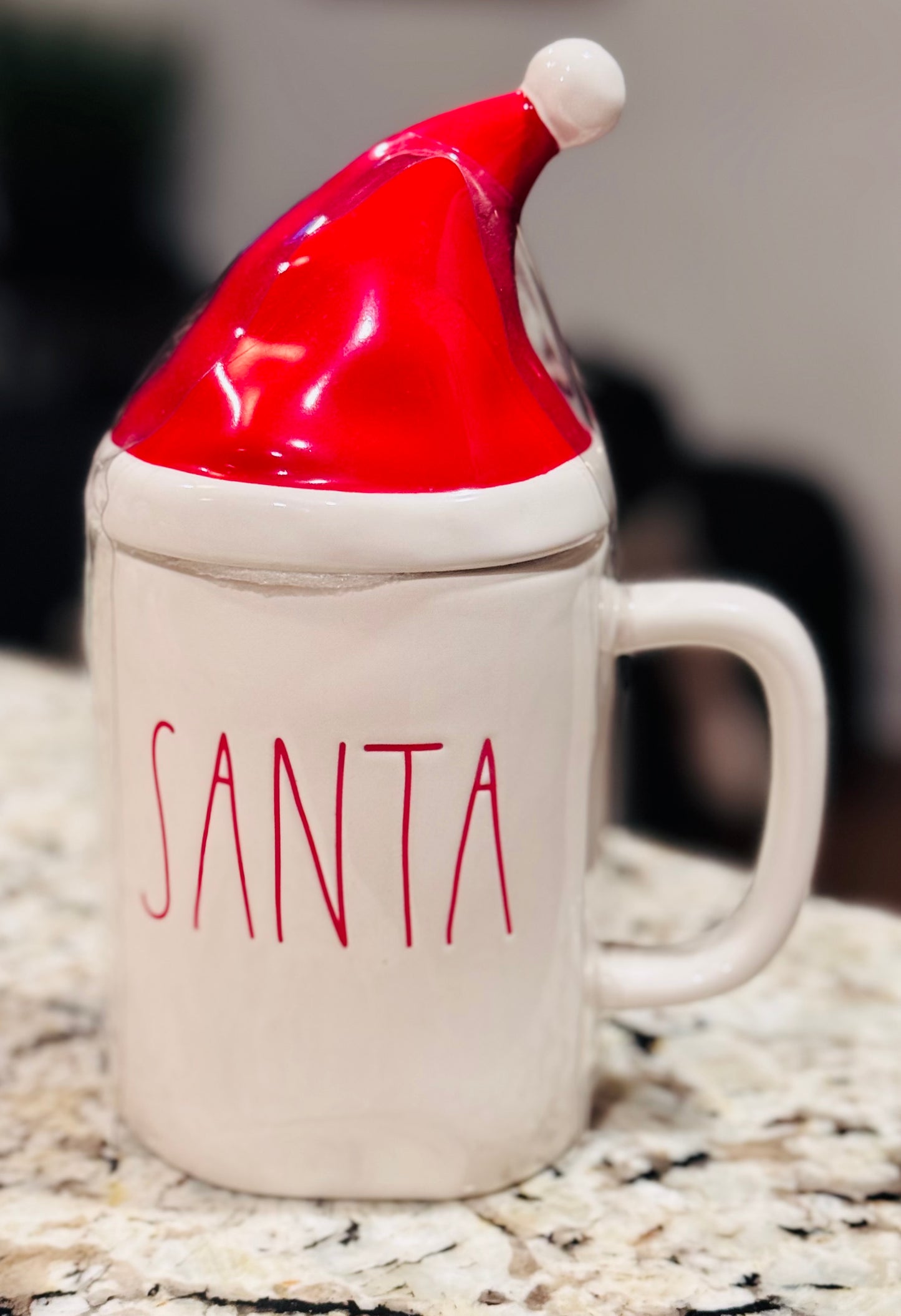 New Rae Dunn ceramic Christmas coffee mug with hat topper SANTA