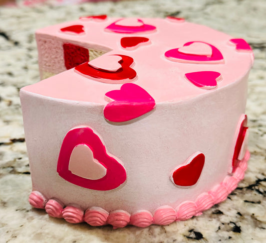 New resin faux cake Valentine day decor cut interior piece