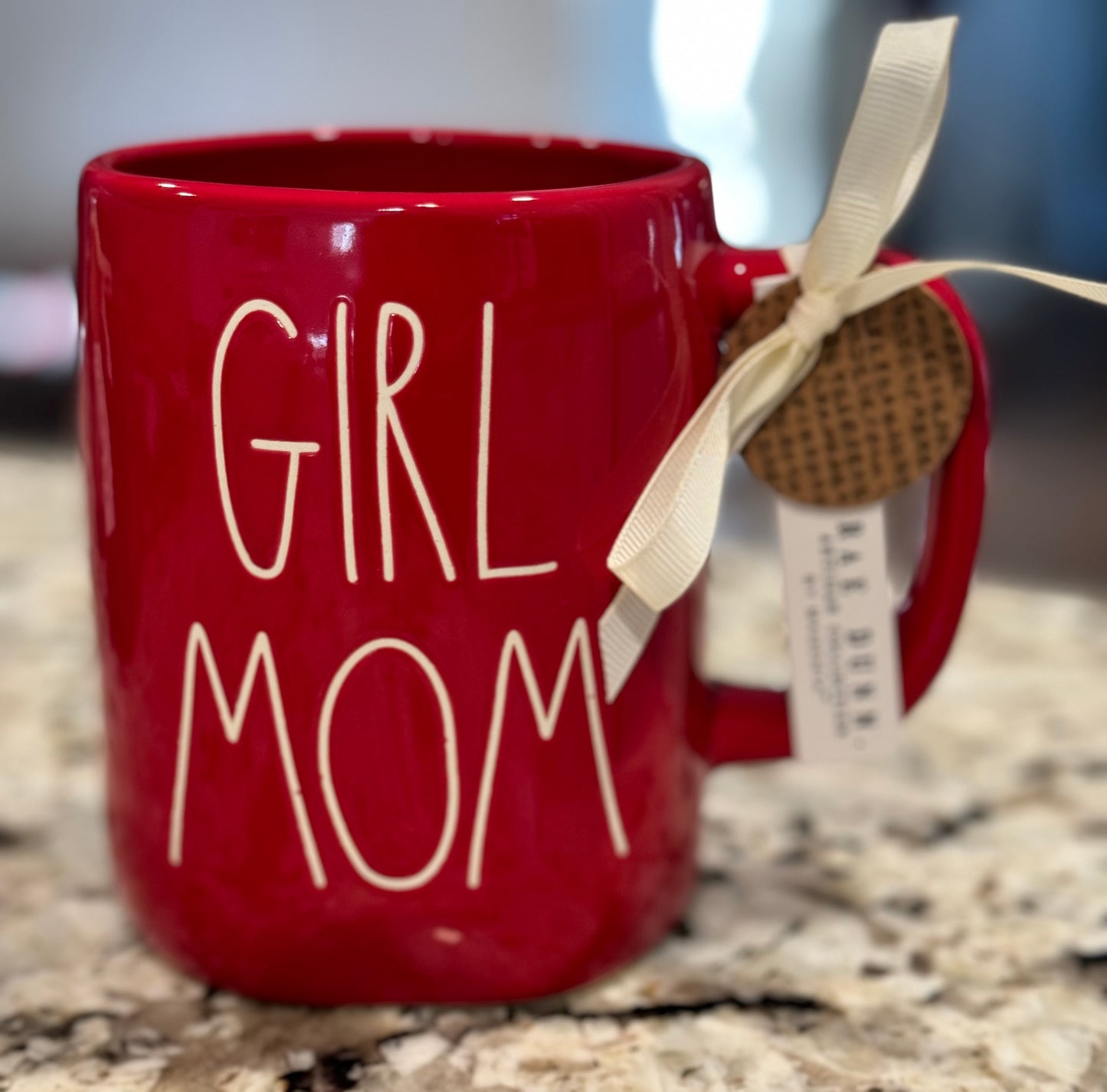 New Rae Dunn red ceramic coffee mug GIRL MOM
