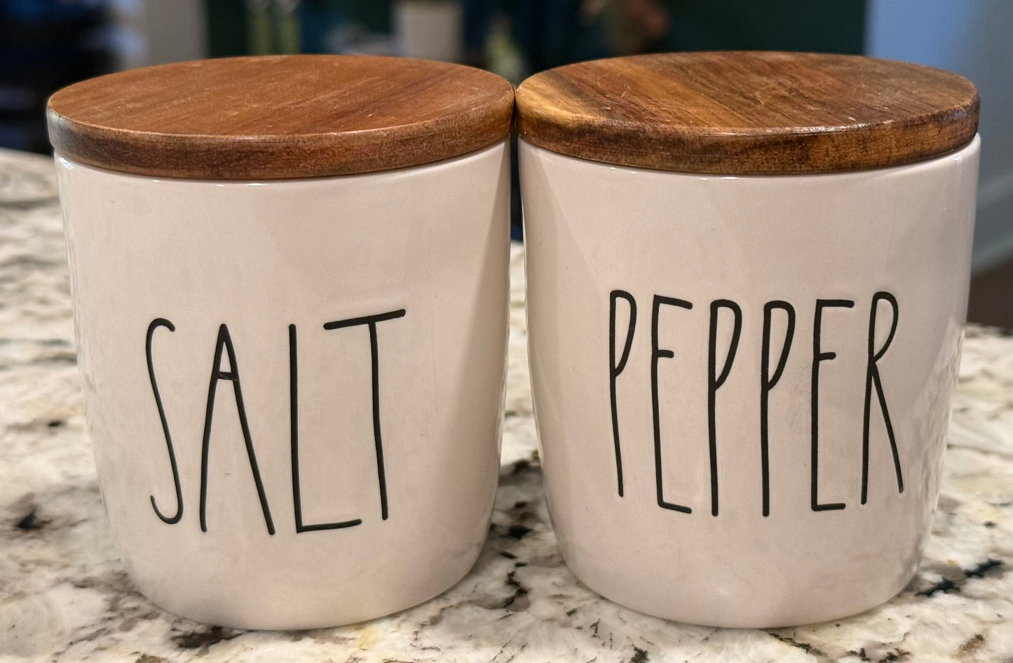 New Rae Dunn white ceramic SALT & PEPPER cellar set