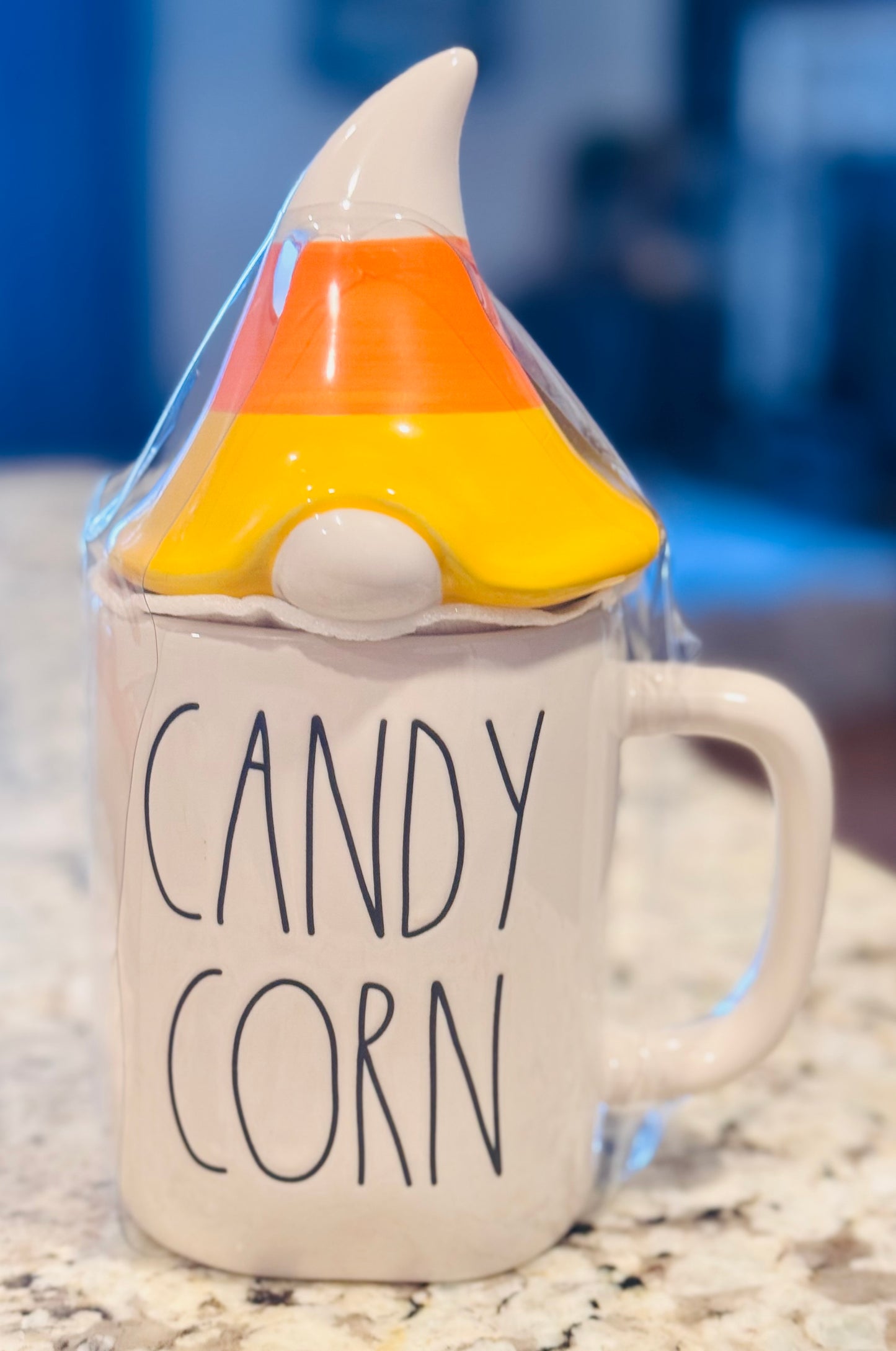 New Rae Dunn white ceramic topped coffee mug CANDY CORN