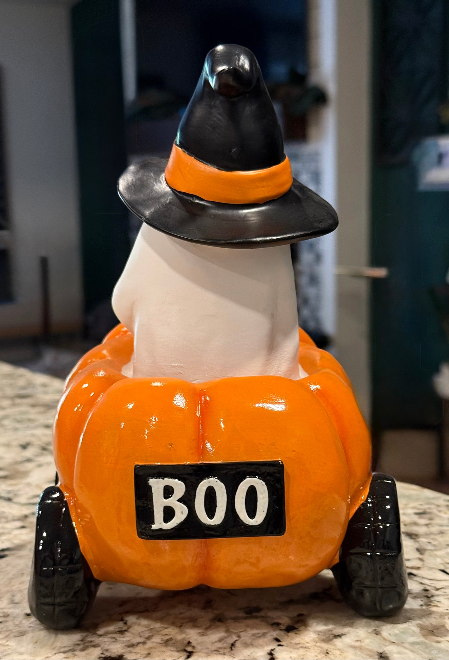 New orange resin pumpkin ghost car Halloween decor