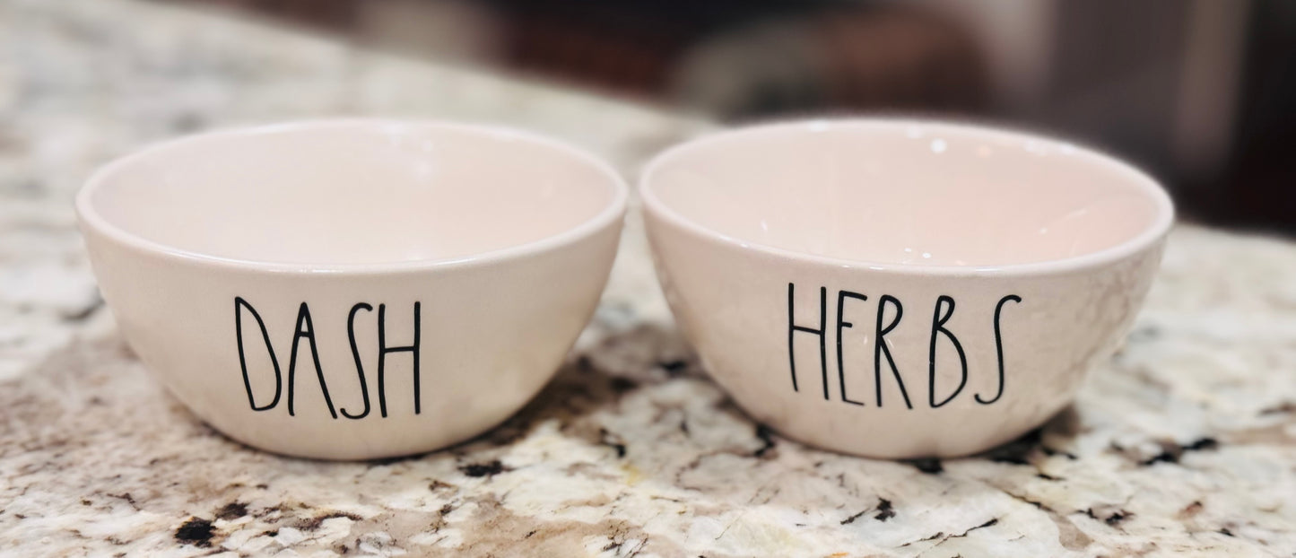 Rae Dunn 2-piece ceramic mini pinch bowl set HERBS & DASH