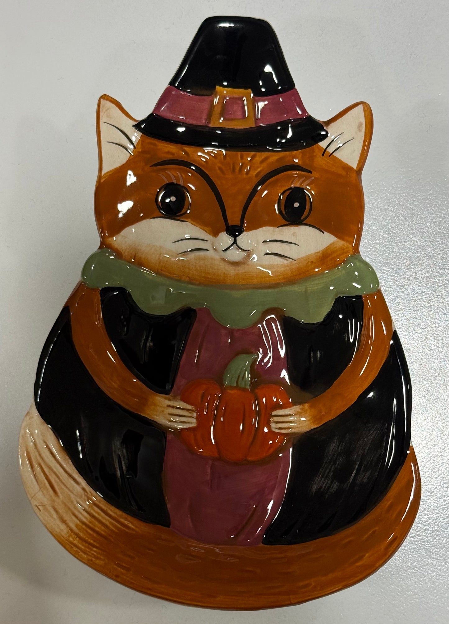 New release Joanna Parker ceramic fall grapevine critter squirrel with pumpkin snack plate