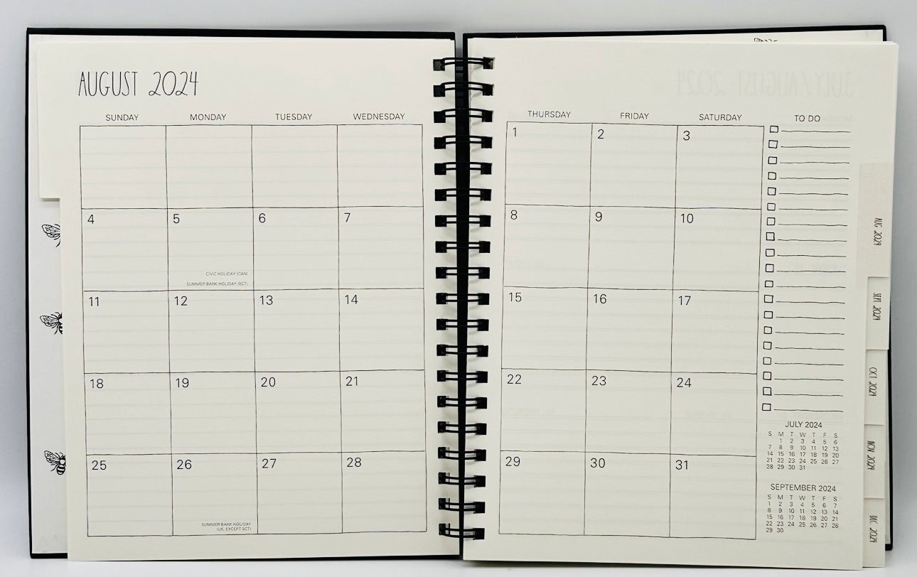 New Rae Dunn Spiral 2024-2025 planner hardback spiral black bee