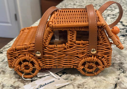 New Tommy Bahama wicker Jeep purse tote handbag