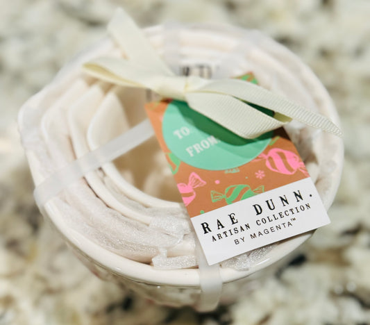 New Release! Rae Dunn white peppermint measuring cup set Christmas decor