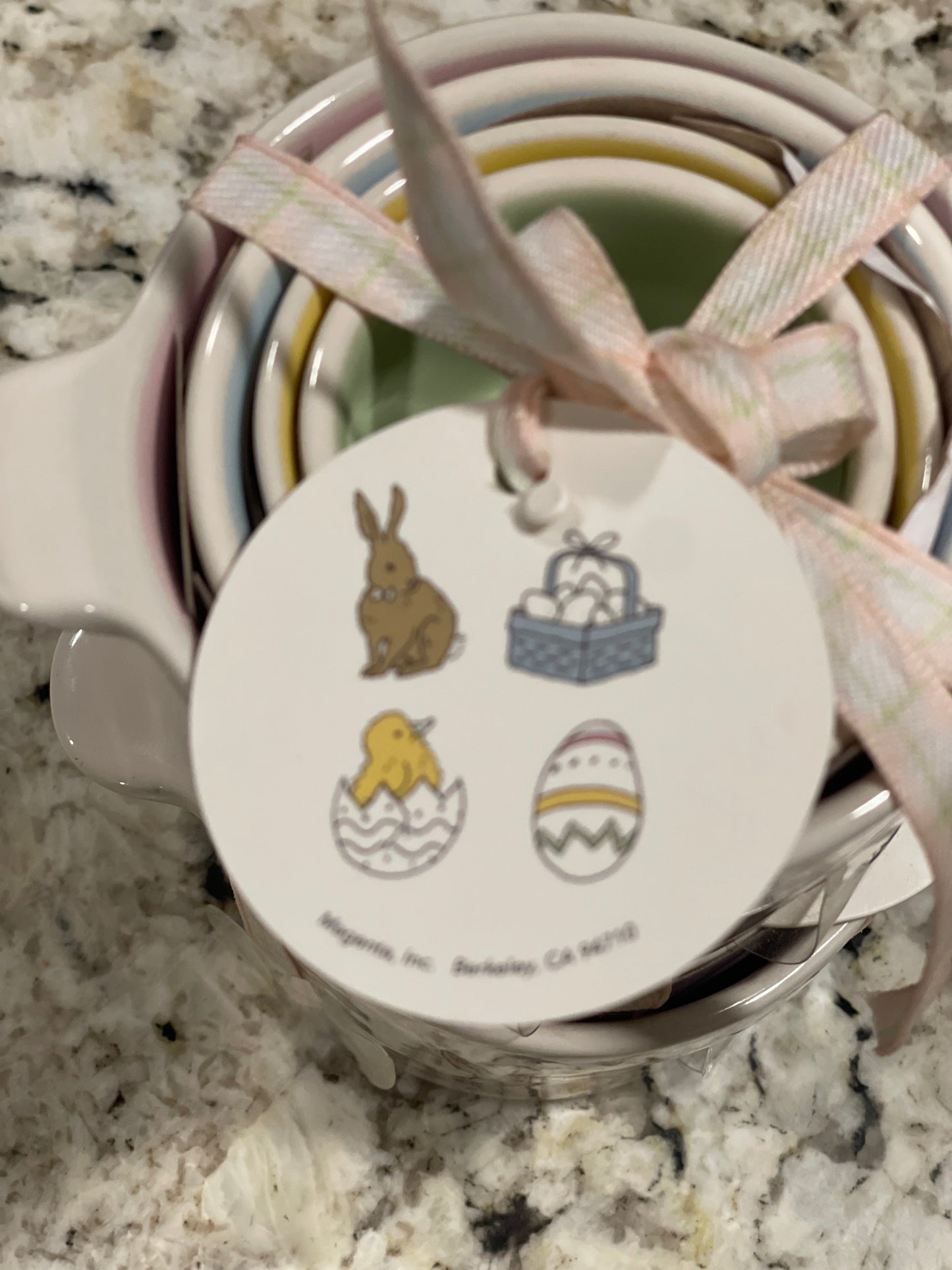 New Rae Dunn white ceramic Easter bunny measuring cup set