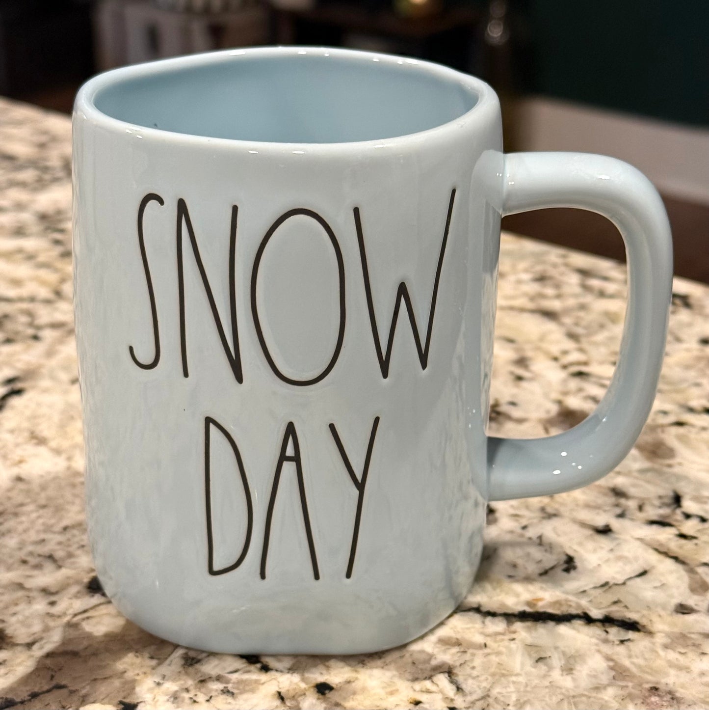 New Rae Dunn blue ceramic SNOW DAY coffee mug