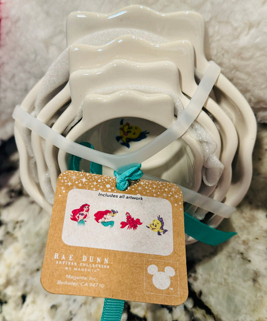New Rae Dunn x Disney’s The Little Mermaid 🧜🏽♀️ ceramic iridescent shell style measuring cup set