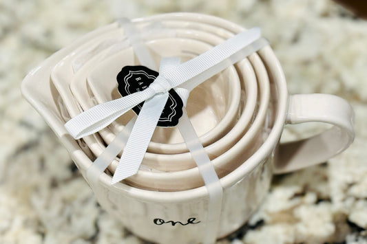 New Rae Dunn white script farmhouse measuring cup set
