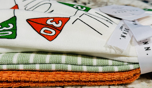 New Rae Dunn 3-piece FOOTBALL SEASON kitchen dish towel set