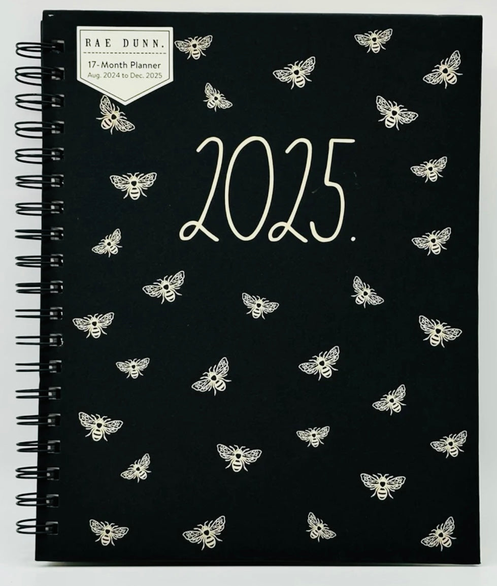 New Rae Dunn Spiral 2024-2025 planner hardback spiral black bee