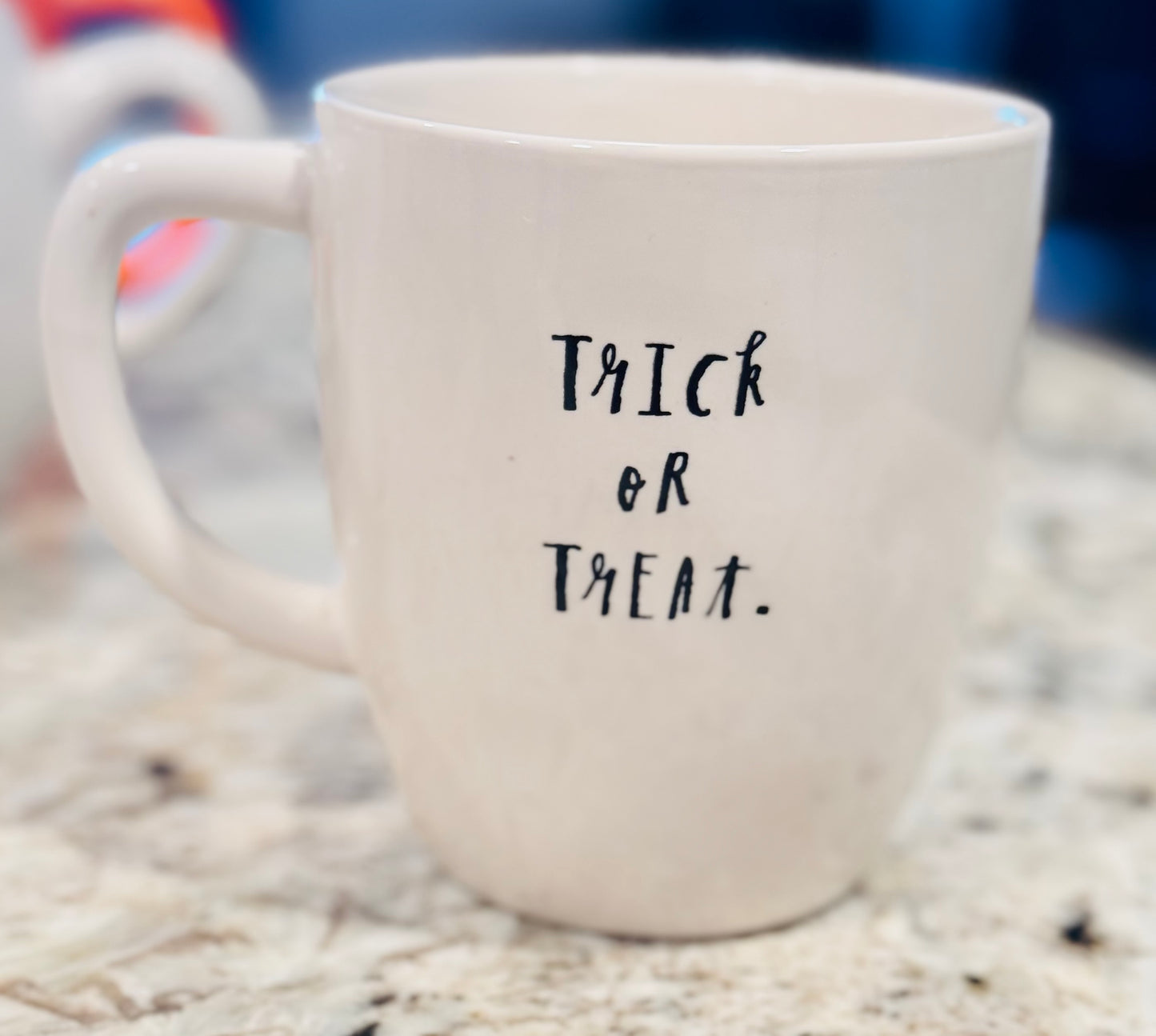 Rae Dunn ceramic Halloween decor coffee mug TRICK OR TREAT