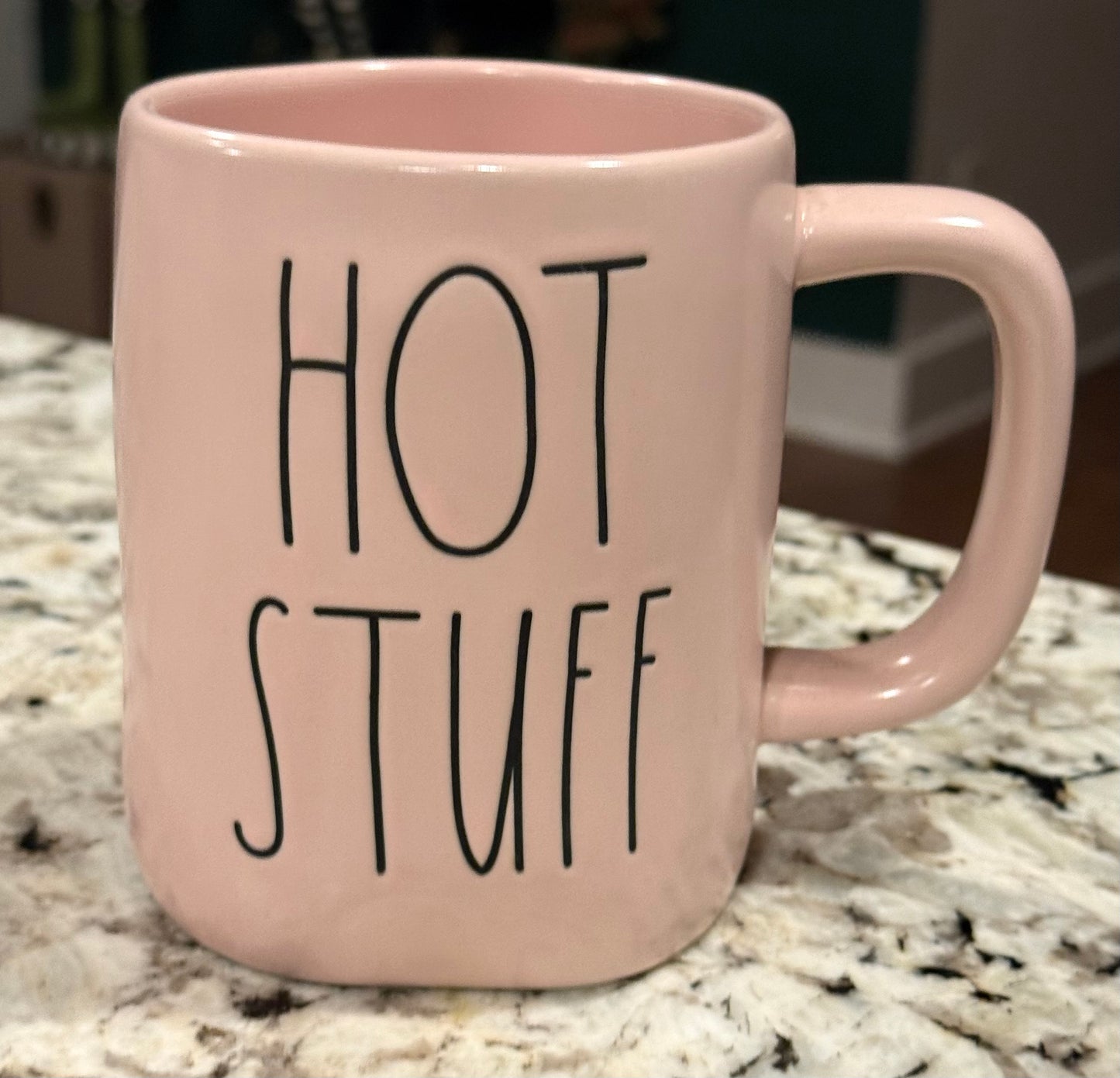 New Rae Dunn pink ceramic coffee mug HOT STUFF