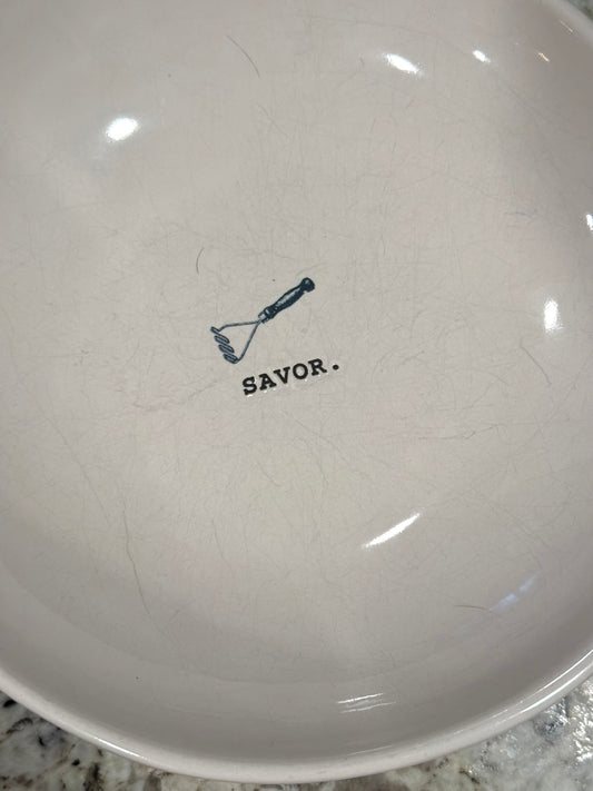 Rae Dunn white ceramic 4-piece original ICON dinner bowl set SAVOR.