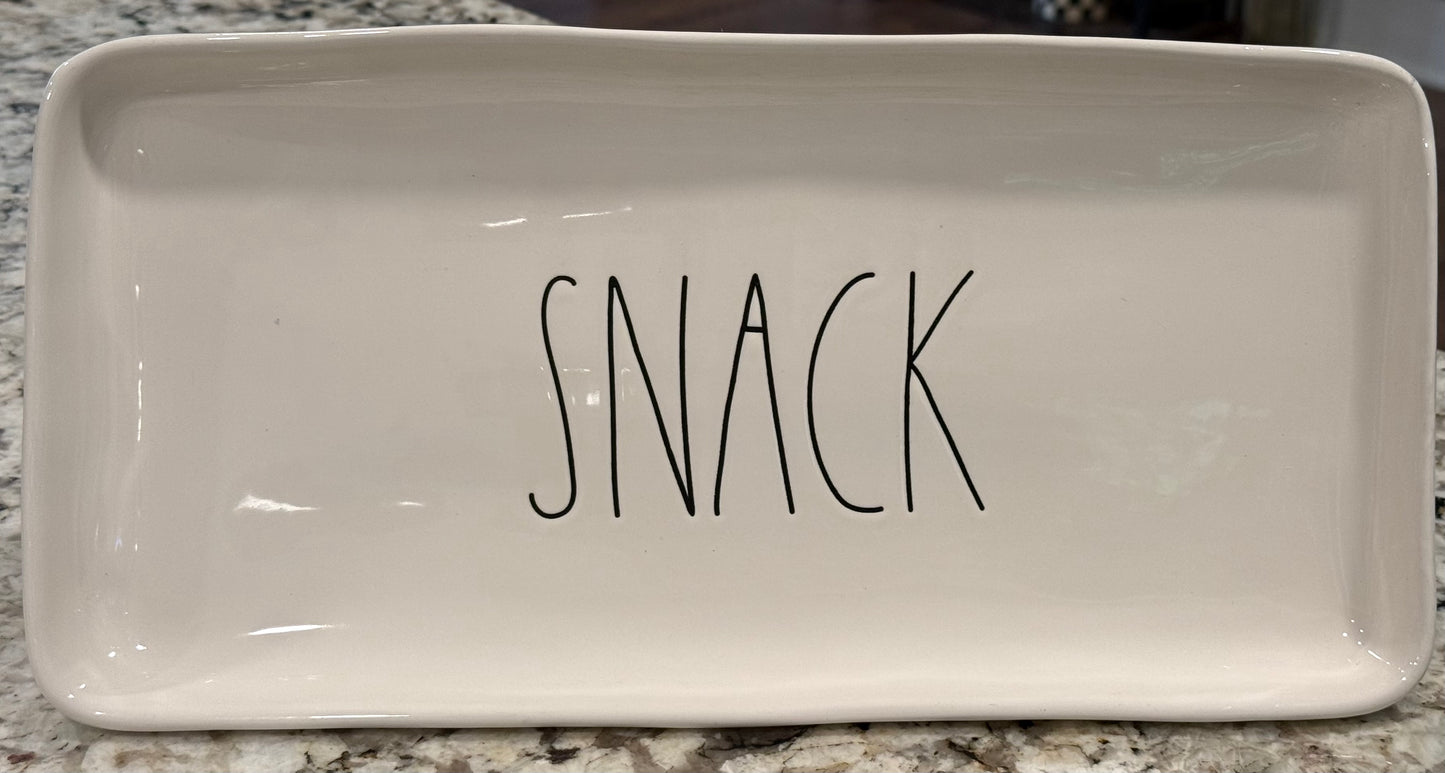 Rae Dunn ceramic SNACK serving platter 15x7
