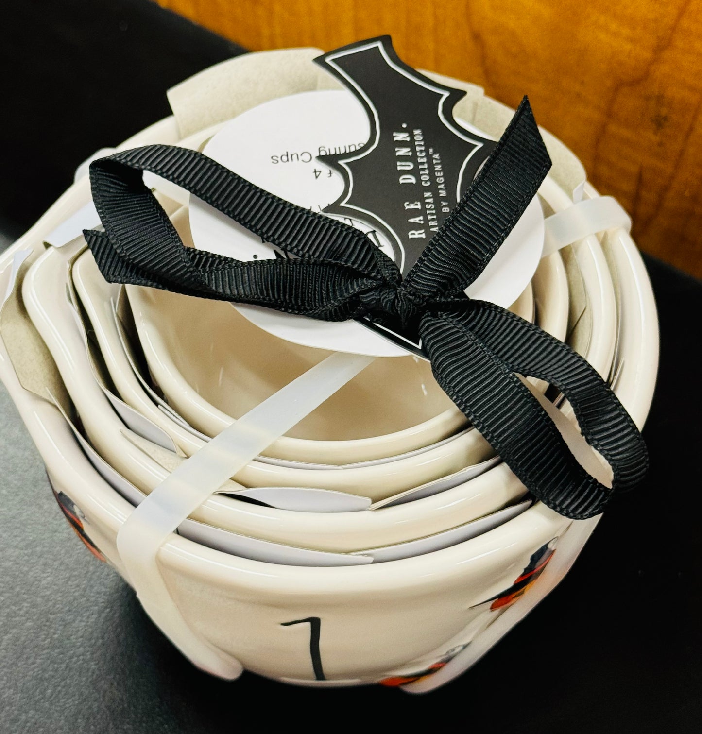 New release Rae Dunn white pumpkin face ceramic measuring cup set