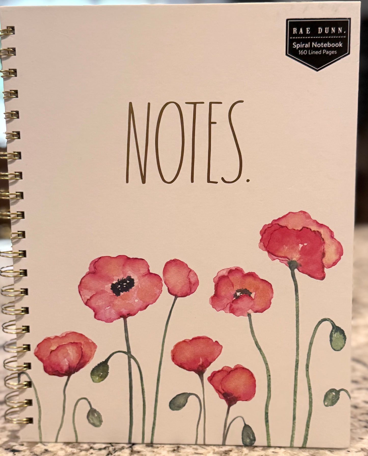 New Rae Dunn 8x10 spiral hardback poppy NOTES