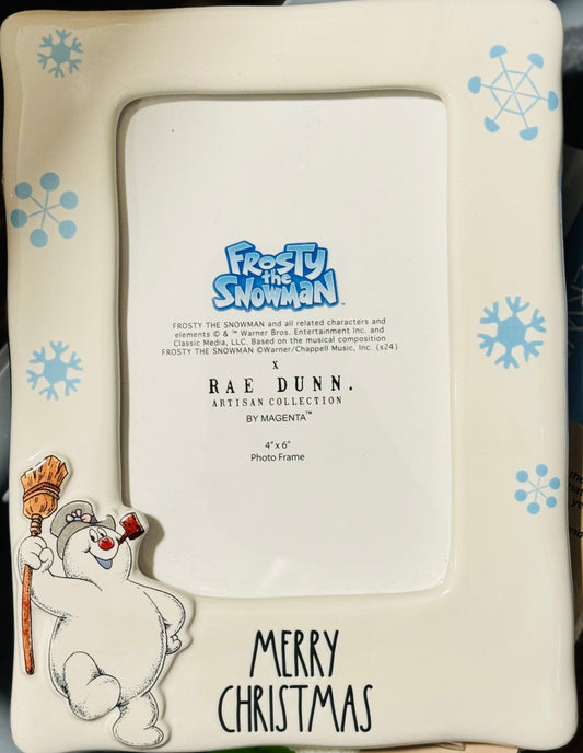 New Rae Dunn x Frosty the Snowman ceramic 4x6 insert Christmas picture frame