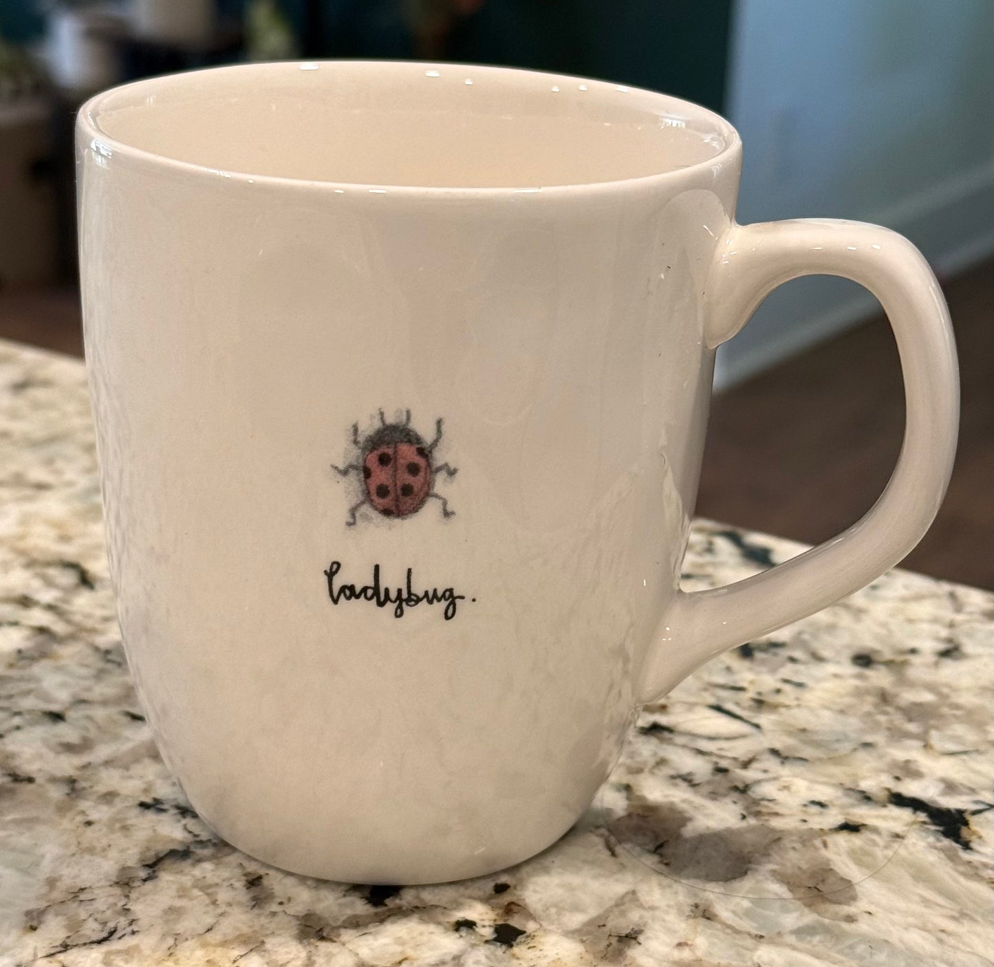 Rae Dunn white ceramic LADYBUG coffee mug