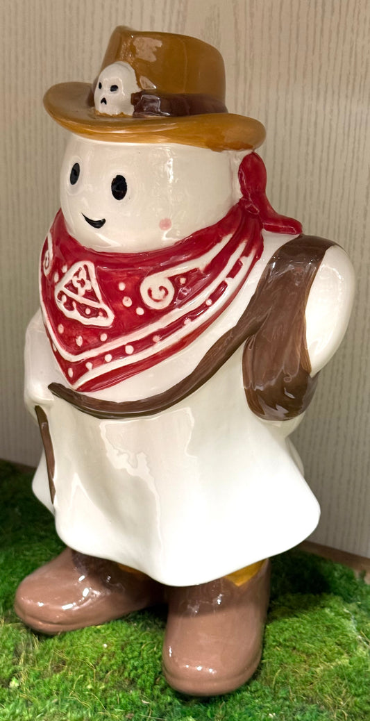 New white ceramic Halloween cowboy ghost decor